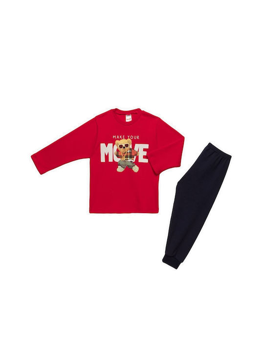 Minerva Move Bear Set Top & Bottom Kids Pyjamas Red