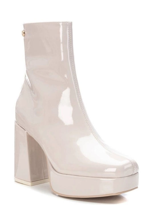 Xti Women's Ankle Boots made of Patent Leather Beige