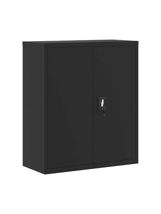 Office Storage Metal Cabinet Μαύρη L90xW40xH105cm