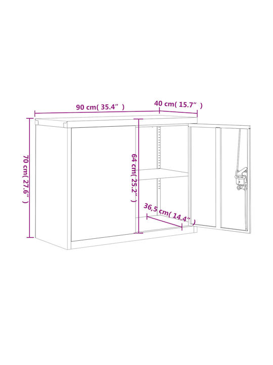 Cabinet de Birou Metalic Negru 90x40x70cm