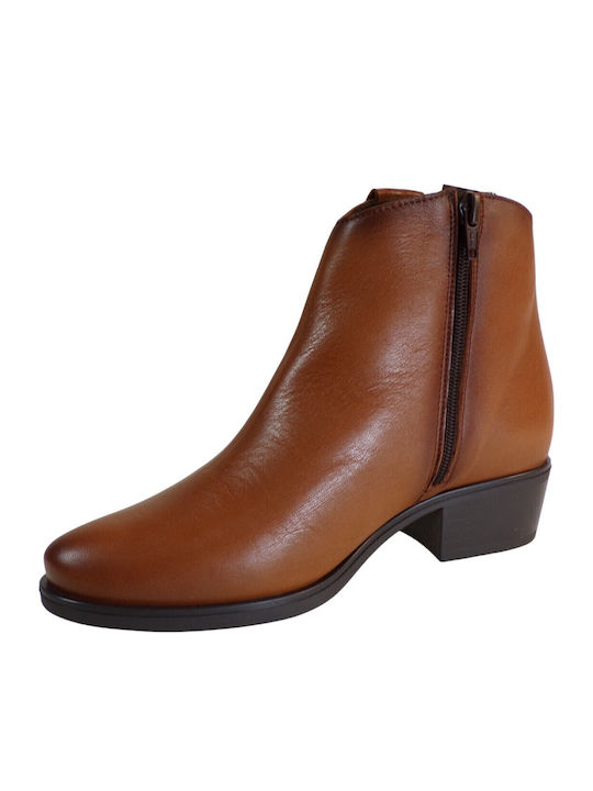 Leder Stiefeletten Damen Tabac Braun