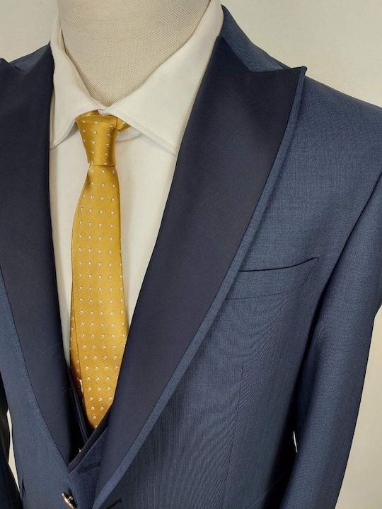 Men's Suit with Vest Navy Blue 07.32.NIKOLA