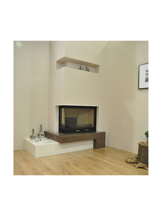 Lazaru E-Corner 90/51 Ενεργειακό Τζάκι Ξύλου Αερόθερμο Αριστερή Γωνία με Συρόμενη Ανοιγόμενη Πόρτα με Φυσική Ροή White