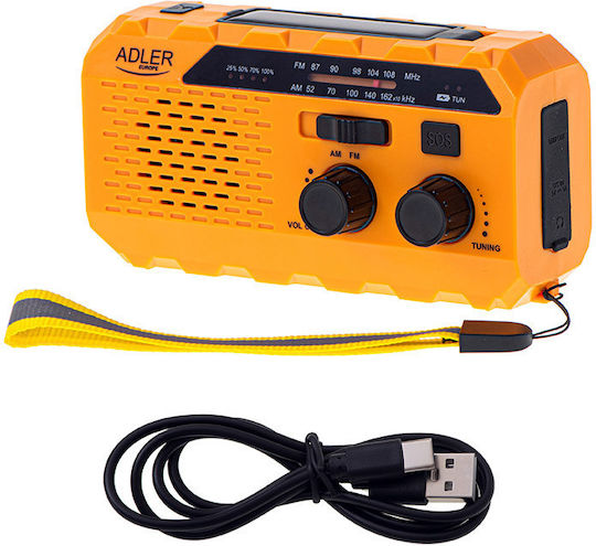 Adler AD-1197 Tragbares Radio Solar mit USB Orange