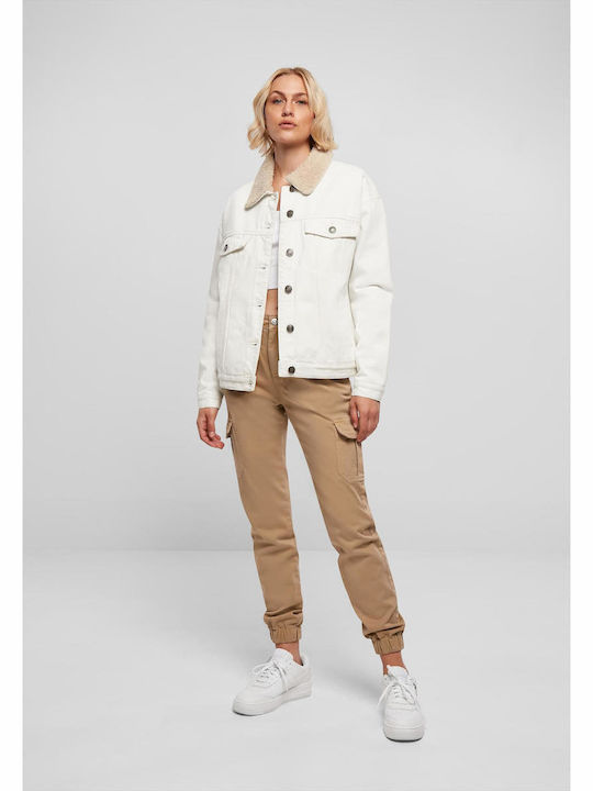 Kurz Damen Jeansjacke Weiß