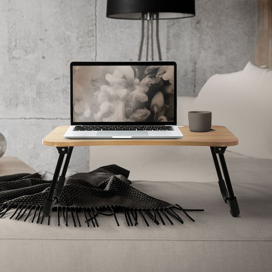 ML-Design MDF USB Charging Drink Holder Lamp Τραπεζάκι για Laptop Καφέ
