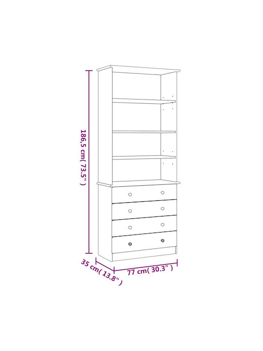 Bibliotecă Bej 77x35x186,5 cm