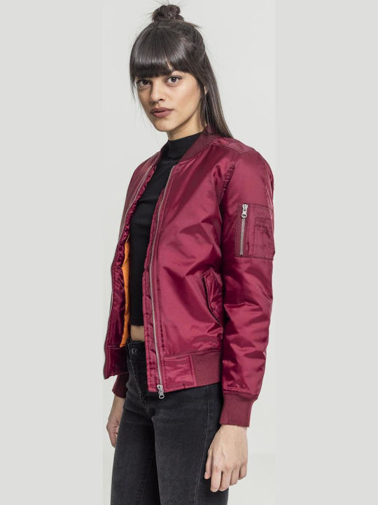 Kurz Damen Bomberjacke Burgundisch