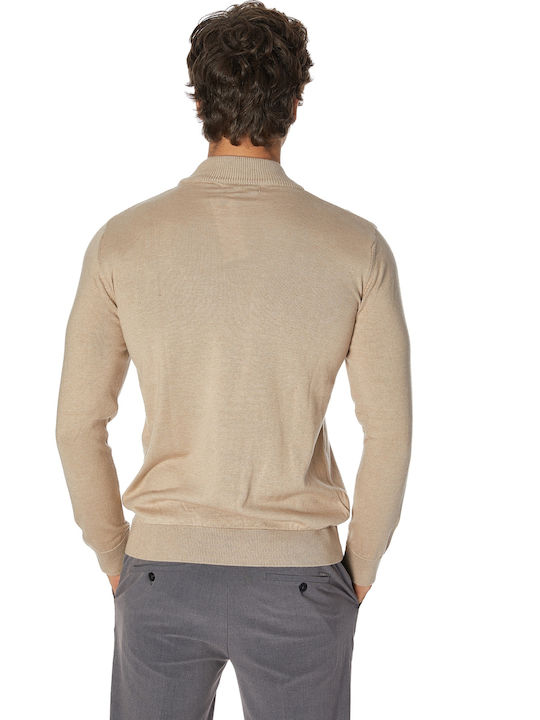 Vittorio Artist Herren Langarm-Pullover Rollkragen Beige