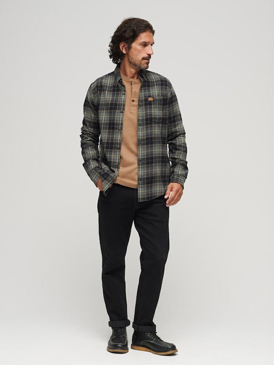 Lumberjack Long-sleeved Flannel Shirt Checked Black