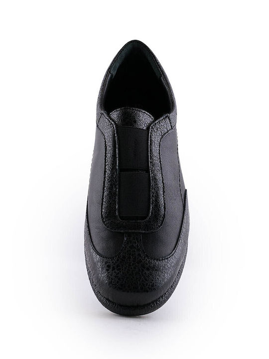 Leder Damen Loafers in Schwarz Farbe