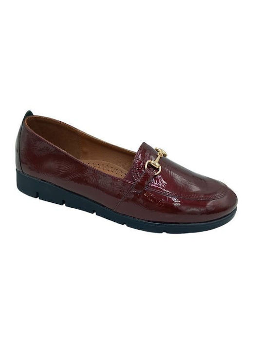 Lackleder Damen Loafers in Burgundisch Farbe
