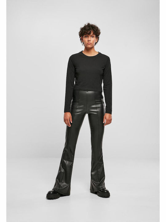 Dama Tesatura Pantaloni Evazați Negru