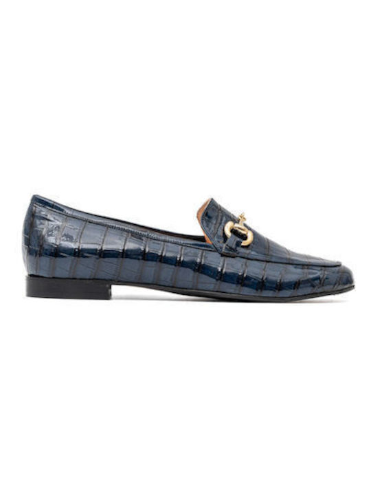 Politis shoes Leather Women's Moccasins in Blue Color