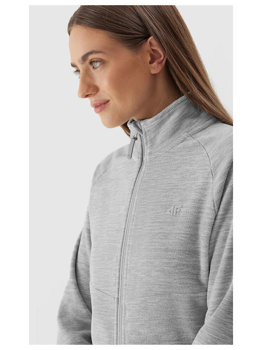 Fleece Γυναικεία Ζακέτα με Φερμουάρ Γκρι