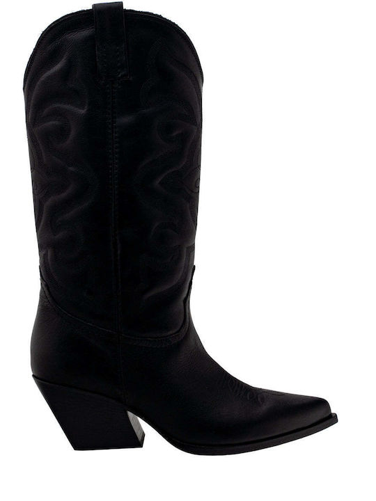 Elena Iachi Leather Medium Heel Women's Boots Black