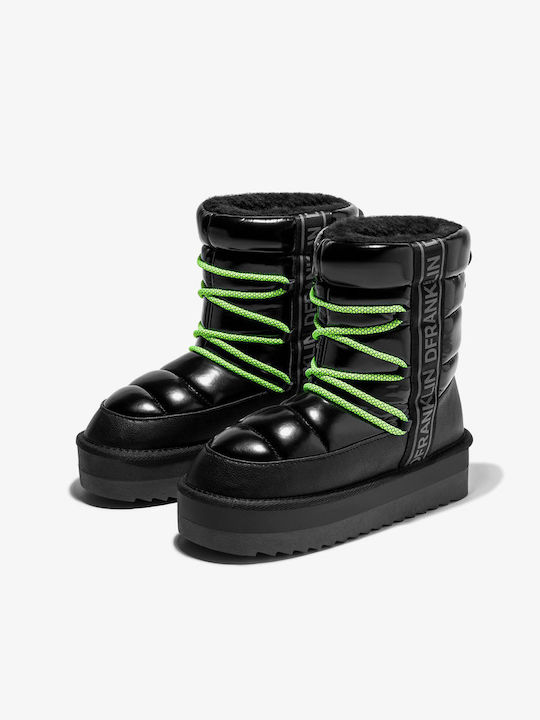 D.Franklin Synthetic Leather Snow Boots with Laces Black