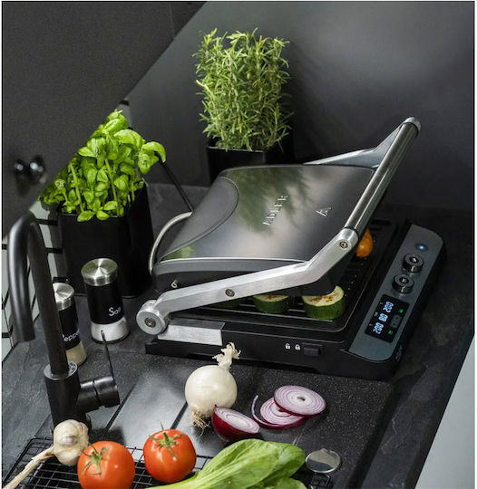 Adler Tabletop Electric Grill Smooth and Ribbed Plate 3000W with Adjustable Thermostat 29cmx26cmcm