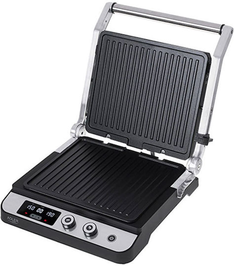 Adler Tabletop Electric Grill Smooth and Ribbed Plate 3000W with Adjustable Thermostat 29cmx26cmcm
