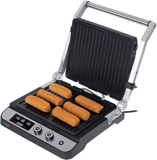 Adler Tabletop Electric Grill Smooth and Ribbed Plate 3000W with Adjustable Thermostat 29cmx26cmcm