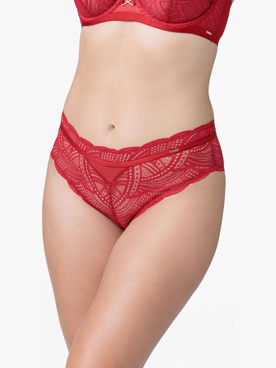 Hipster Women's Slip with Lace Red