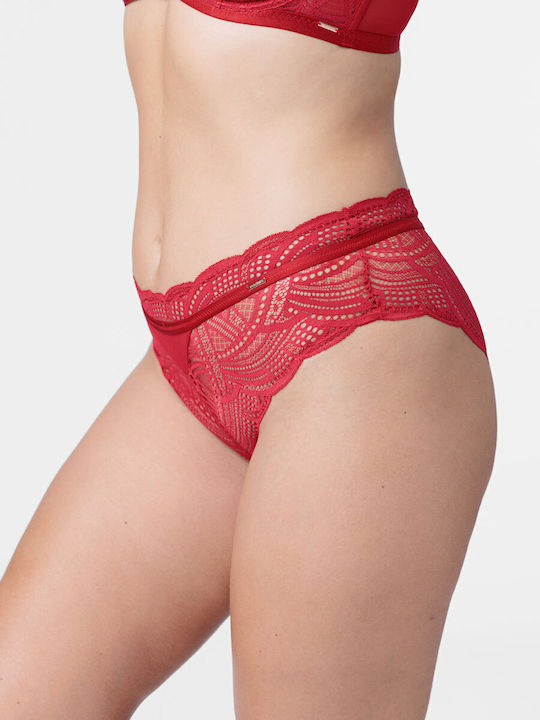Hipster Women's Slip with Lace Red