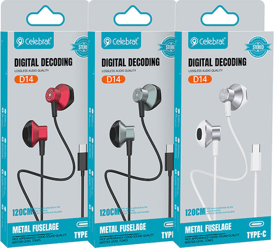 Celebrat Earbuds Handsfree with USB-C Connector White