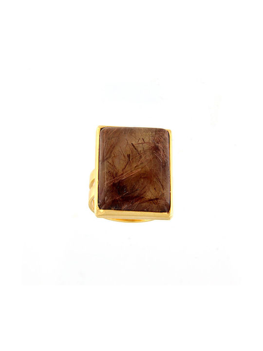 Ios Women's Gold Ring with Stone 18K