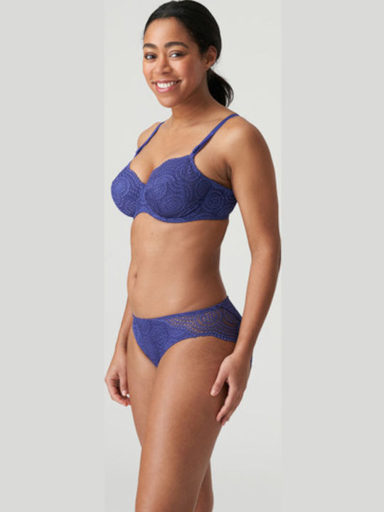 Primadonna Lace Underwear Set with Bra & Slip Blue