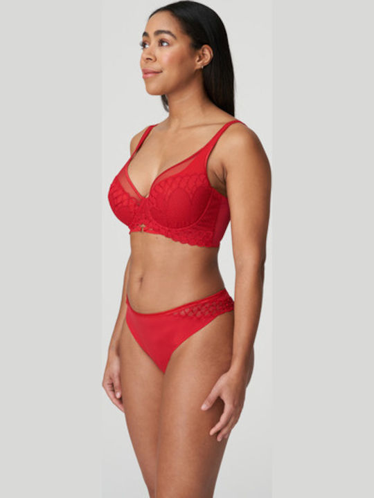Primadonna Lace Underwear Set with Bra & Slip Red