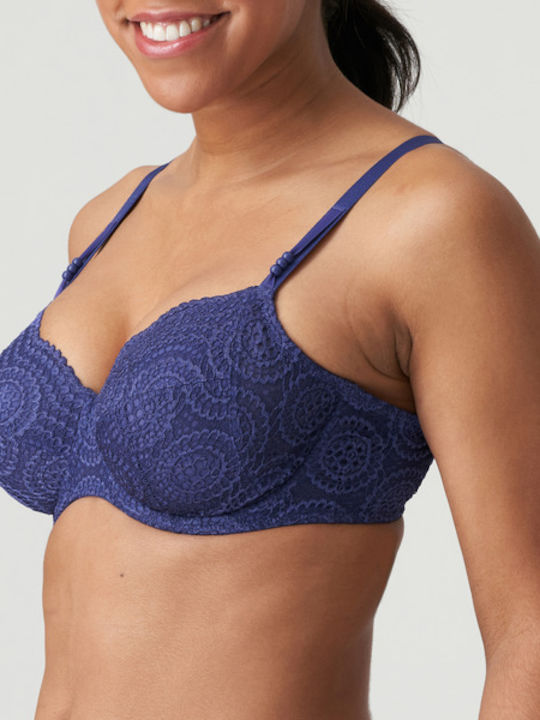 Primadonna Lace Underwear Set with Bra & Slip Blue