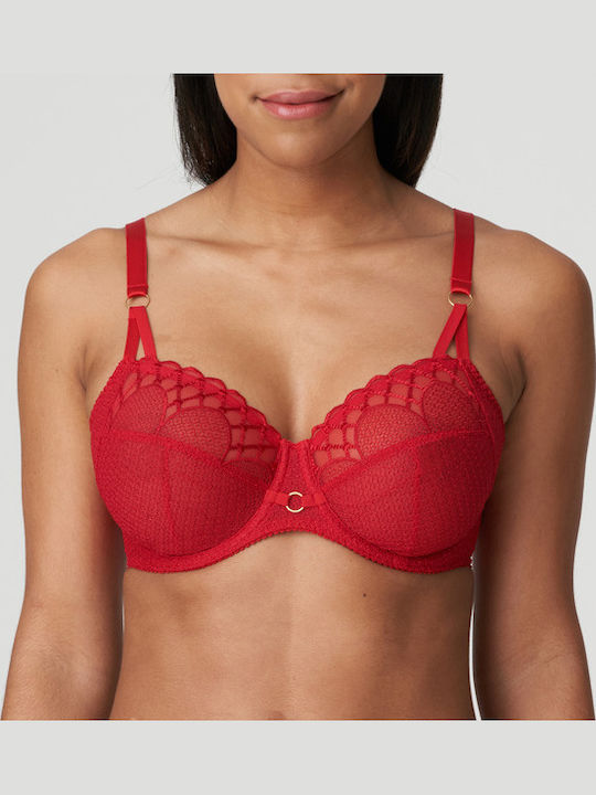 Primadonna Lace Underwear Set with Bra & Slip Red