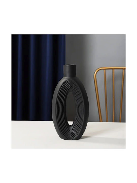 KOART | Victoria Black Ceramic Circular Vase 14X5X27.5CM