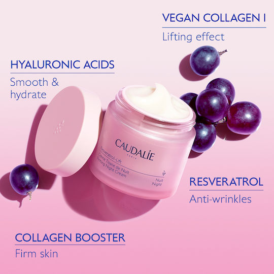 Caudalie Resveratrol-Lift Firming Night Refill Κρέμα Προσώπου Νυκτός για Αντιγήρανση & Σύσφιξη με Υαλουρονικό Οξύ & Κολλαγόνο 50ml