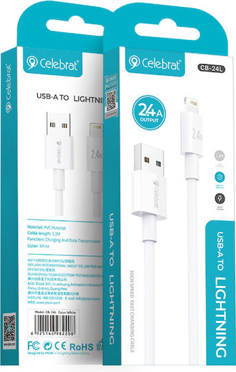 Celebrat USB-A zu Lightning Kabel 12W Weiß 1.2m (CB-24L)