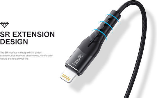 Havit Редовна USB-C към Lightning кабел 20W Черен 1.2м (21.08.0023)