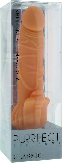 Seven Creations Purrfect Silicone Classic with Clit Stim 7 Powerful Functions Realistic Vibrator 17.78cm Flesh