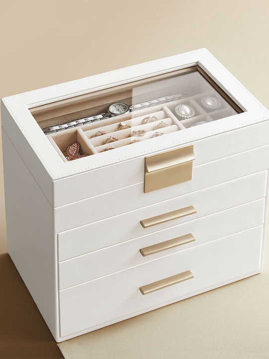 Songmics Wooden Jewellery Box with Drawer Transparent 25.1x15.3x21.5cm