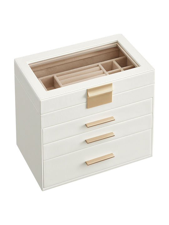Songmics Wooden Jewellery Box with Drawer Transparent 25.1x15.3x21.5cm