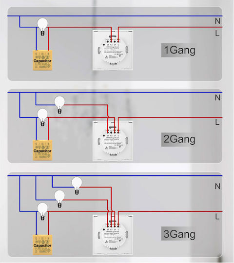 Rovo Χωνευτός Διακόπτης Τοίχου Αφής Wi-Fi Μονός με Πλαίσιο Λευκός