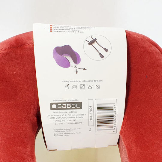 Gabol Memory Foam Travel Pillow Travel Set Pillow 27x28cm Red
