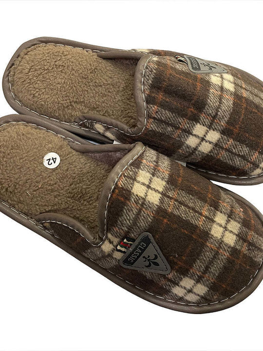 Ustyle Men's Printed Slippers Brown