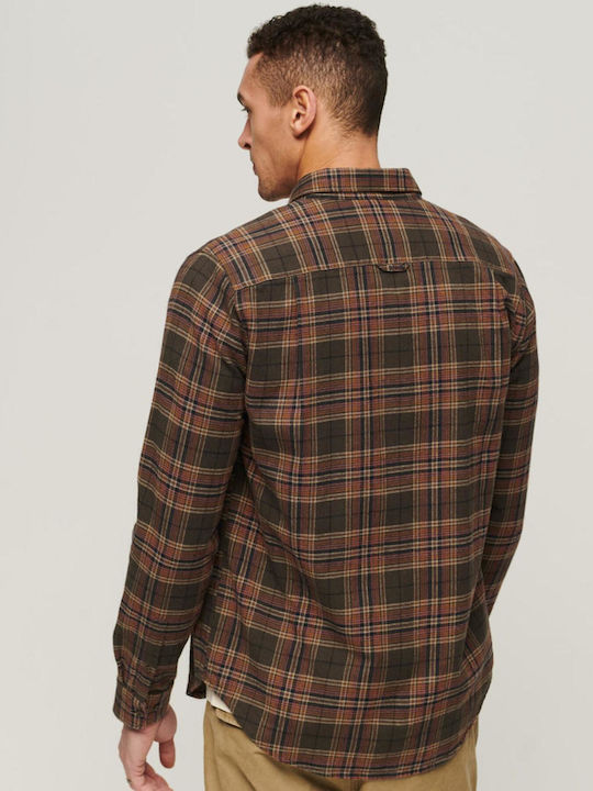 Lumberjack Long Sleeve Cotton Checked Khaki Shirt