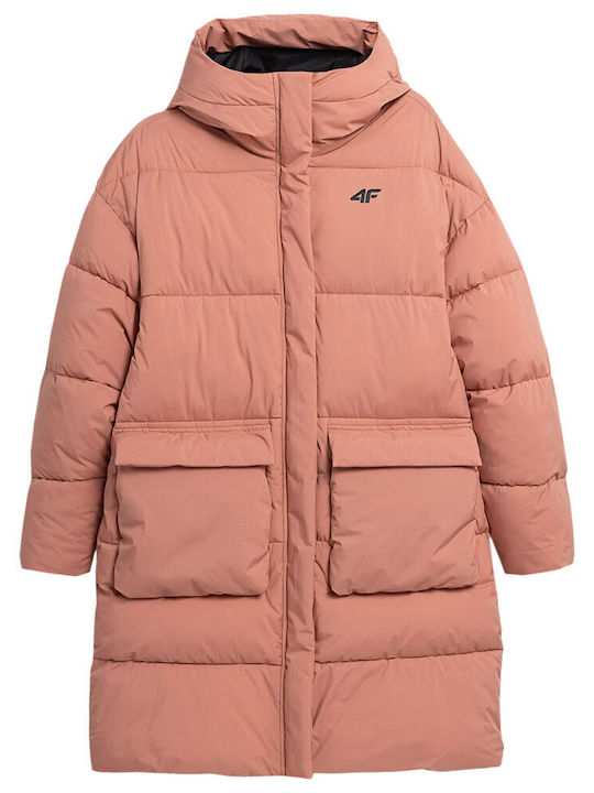 Women's for Hiking Long Puffer Jacket for Winter Orange