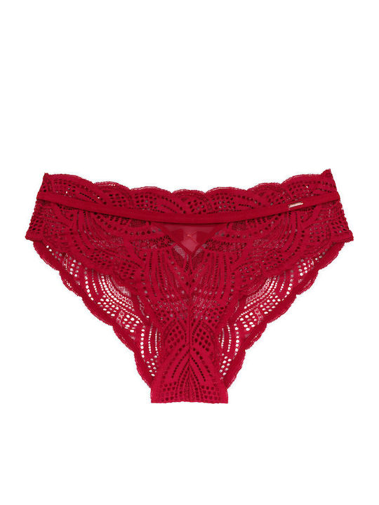 Hipster Women's Slip with Lace Red