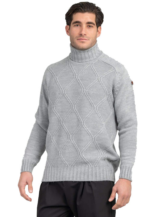 Vittorio Artist Herren Langarm-Pullover Rollkragen Gray