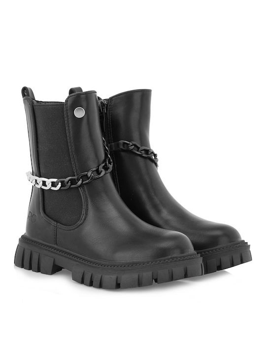 Renato Garini Kids PU Leather Boots with Zipper Black