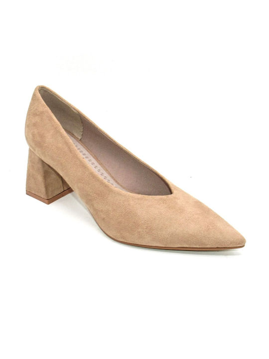 Corina Suede Brown Medium Heels