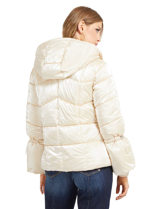 Guess W Women's Short Lifestyle Jacket for Winter Beige