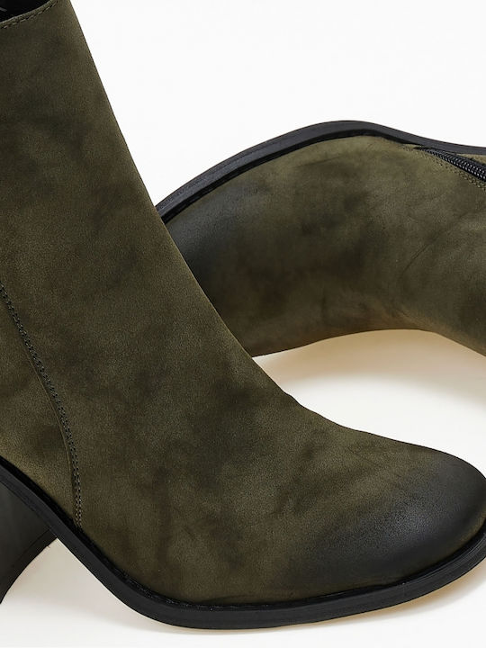 Issue Fashion Suede Women's Ankle Boots with High Heel Green